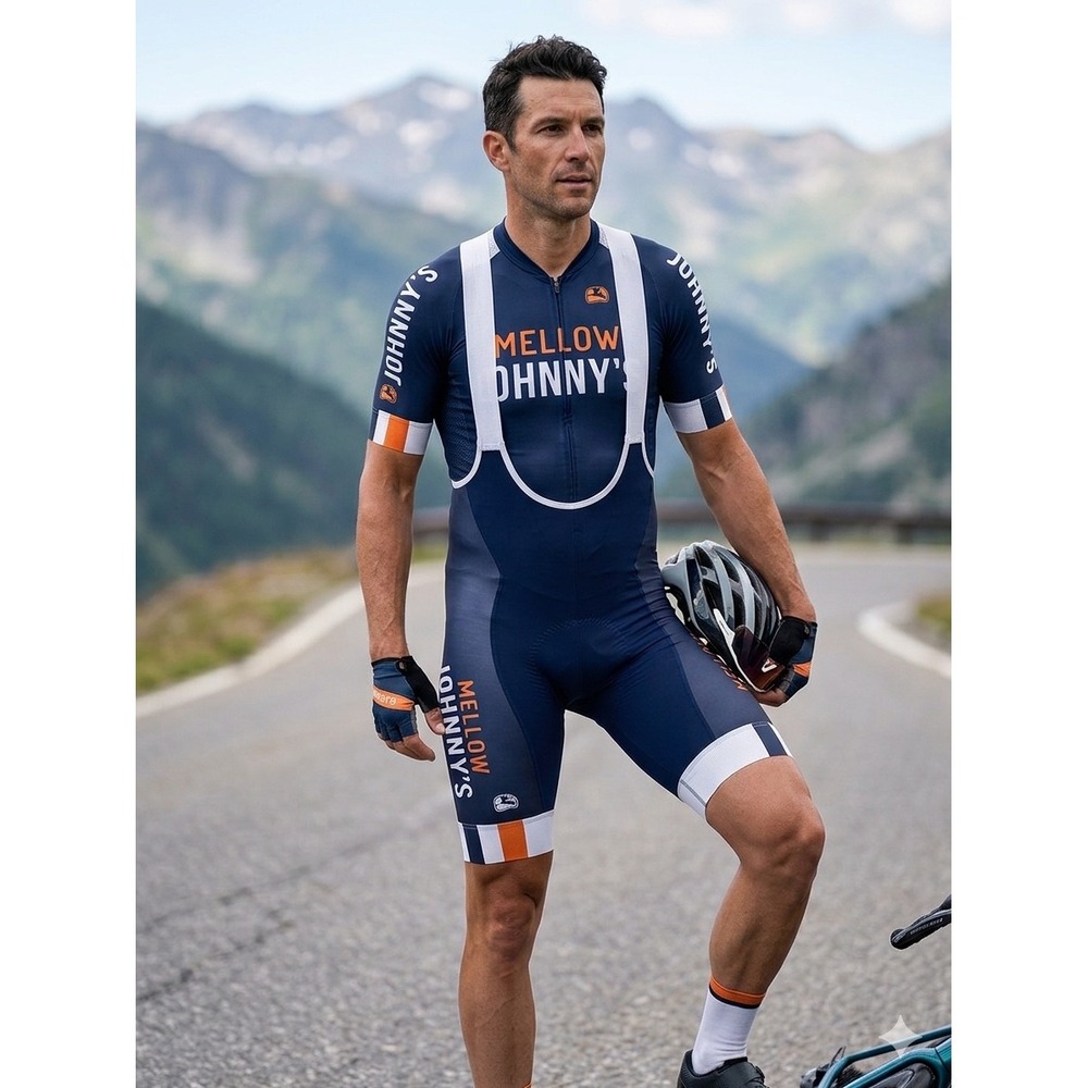 Giordana cycling bib Mens XXL Navy Blue Mellow Johnnys Padded Made in Italy